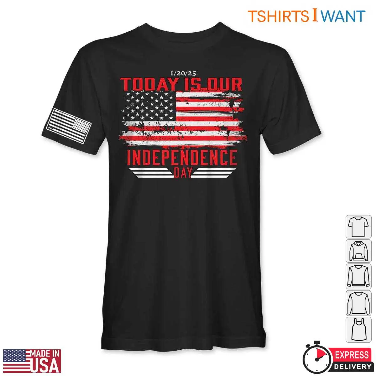 Today is Our Independence Day T-Shirt – Patriotic American Flag Graphic Tee 4 Today is Our Independence Day T-Shirt Front View