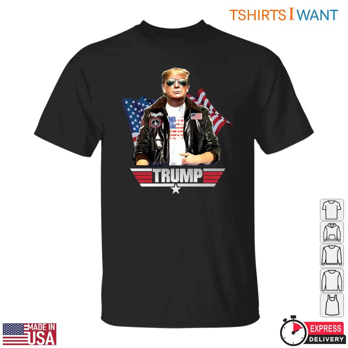 Top Gun Trump T-Shirt – Patriotic Fighter Pilot Style with American Flag Tee 10 Top Gun Trump T-Shirt Front View