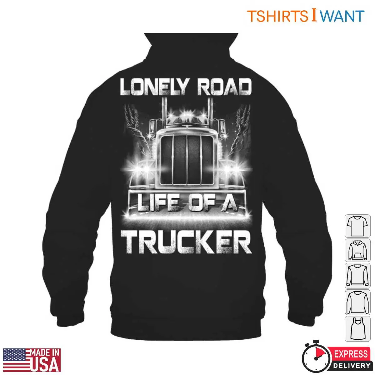 Truck Image T-Shirt - Lonely Road Life of a Trucker Graphic Tee 4 Truck Image Lone Road Warriors T Shirt 4 1.jpg