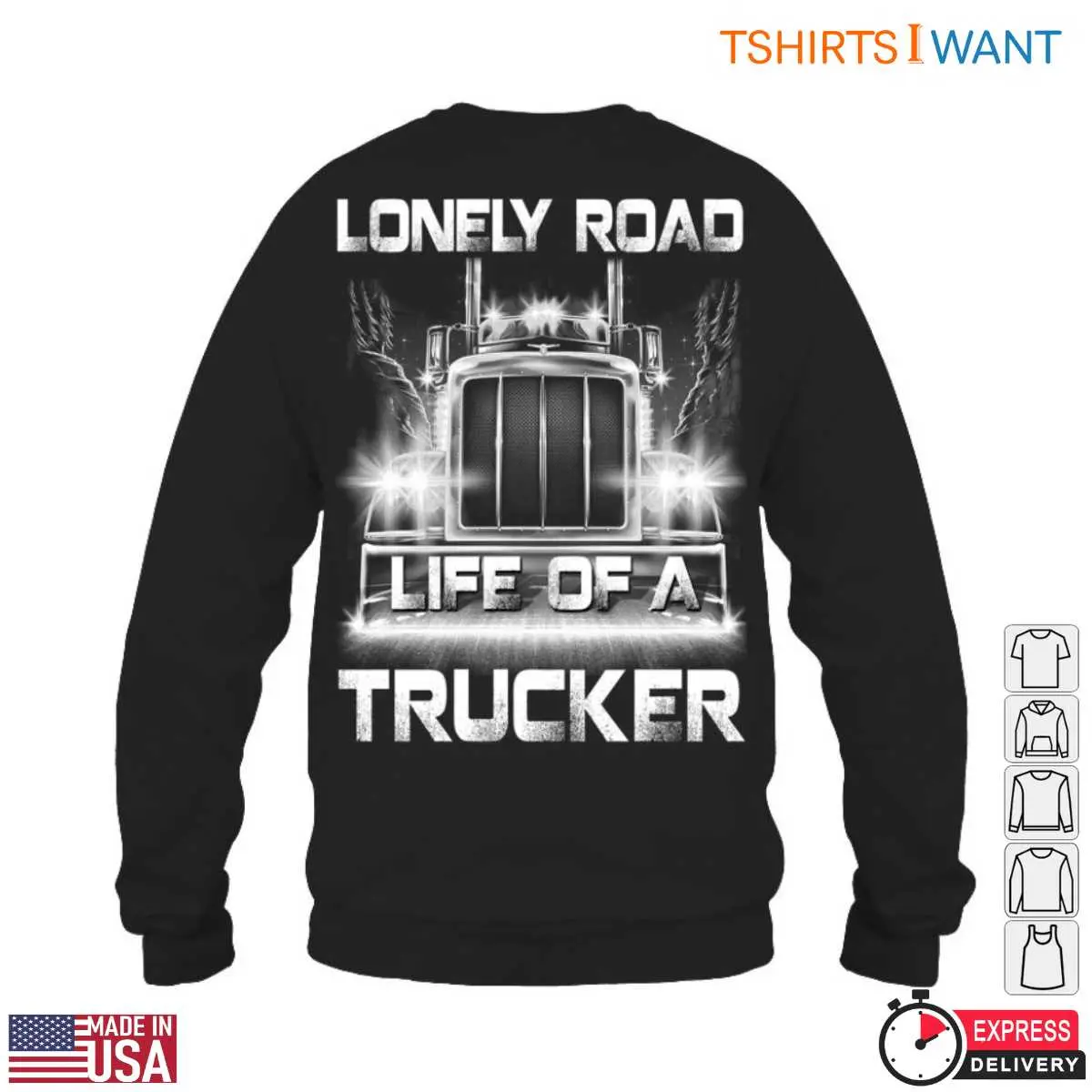 Truck Image T-Shirt - Lonely Road Life of a Trucker Graphic Tee 6 Truck Image Lone Road Warriors T Shirt 6 1.jpg