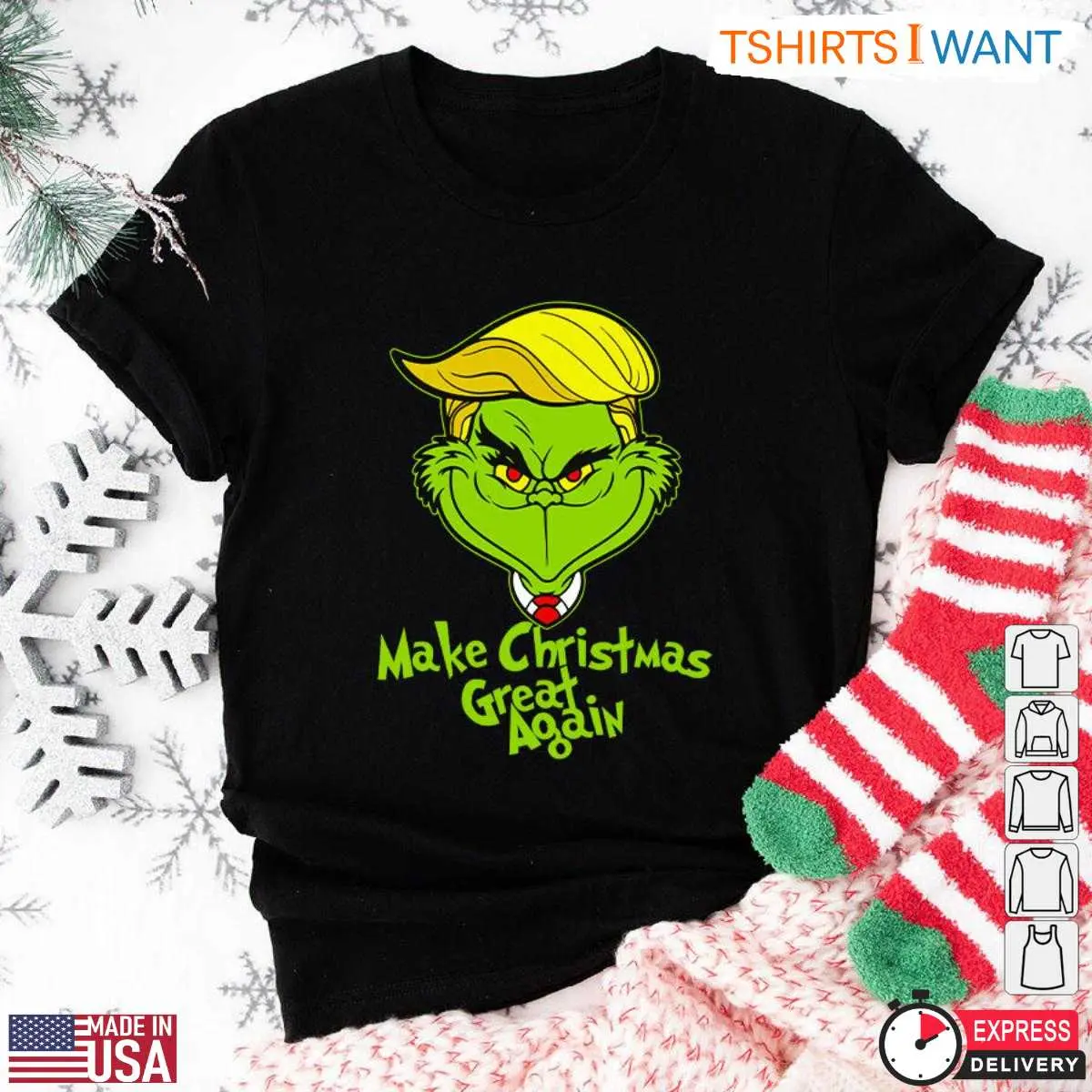 Trump Grinch Make Christmas Great Again T-Shirt - Funny Holiday Parody Tee 12 Trump Grinch T-Shirt Front View