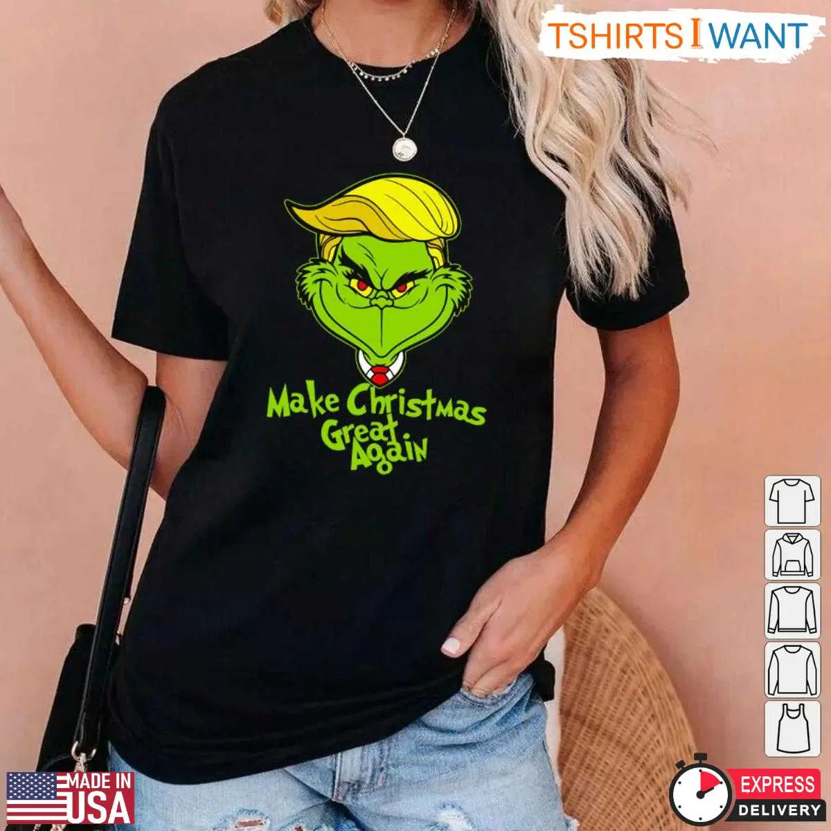 Trump Grinch Make Christmas Great Again T-Shirt - Funny Holiday Parody Tee 13 Trump Grinch T-Shirt Detail