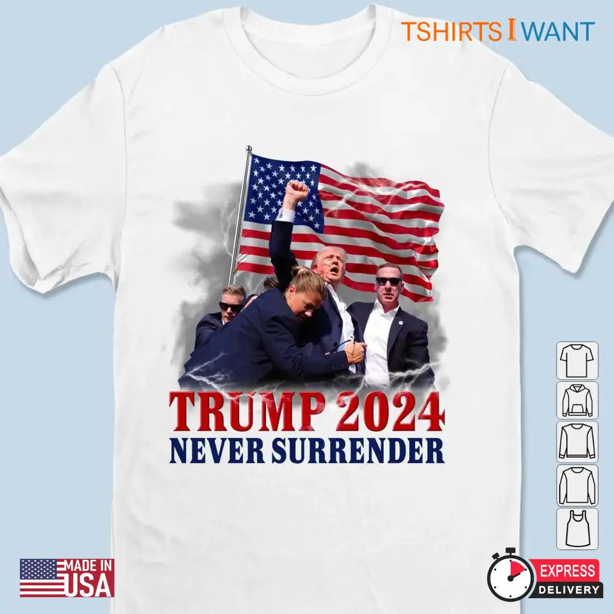 Trump Never Surrender Always Fights For Us T shirt 2 1.jpg