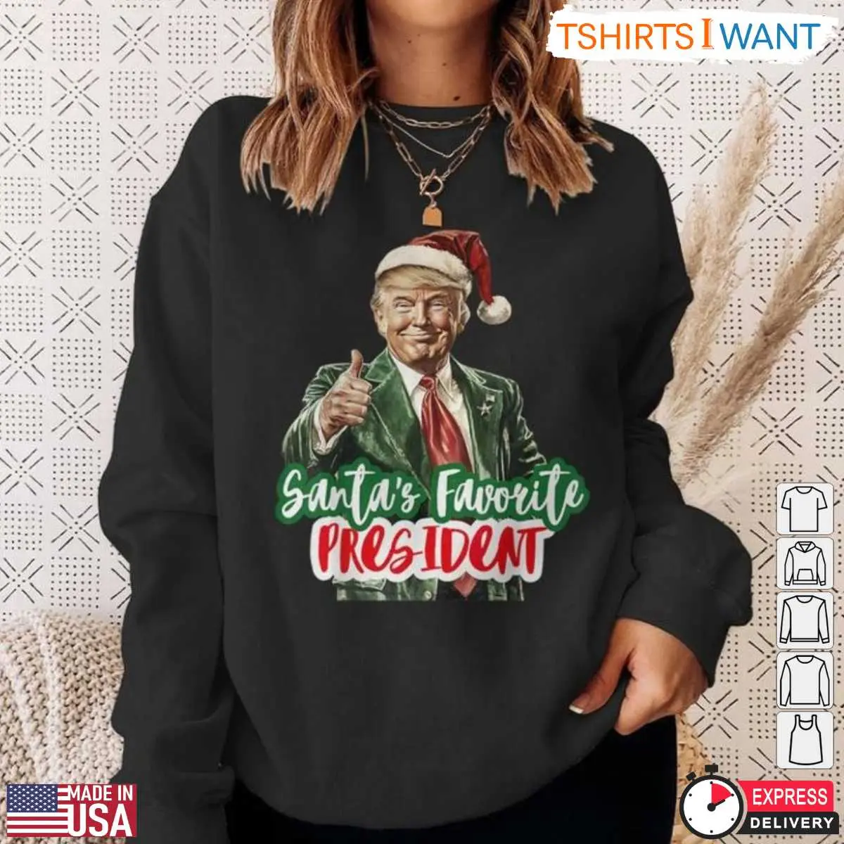 Trump Santa T-Shirt - Festive Graphic 'Santa's Favorite President' 13 Trump Santa T-Shirt Detail