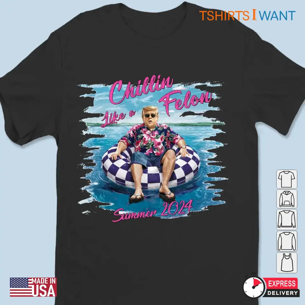 Trump Vacation Felon Chillin on Beach Funny Shirt 2 1.jpg