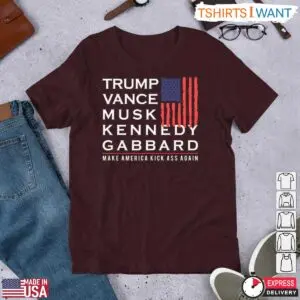 Trump Vance Musk Kennedy Gabbard T-Shirt – Make America Kick Ass Again Parody Tee 9 Trump Vance Musk Kennedy Gabbard T Shirt Parody Kick Ass 5 1.jpg