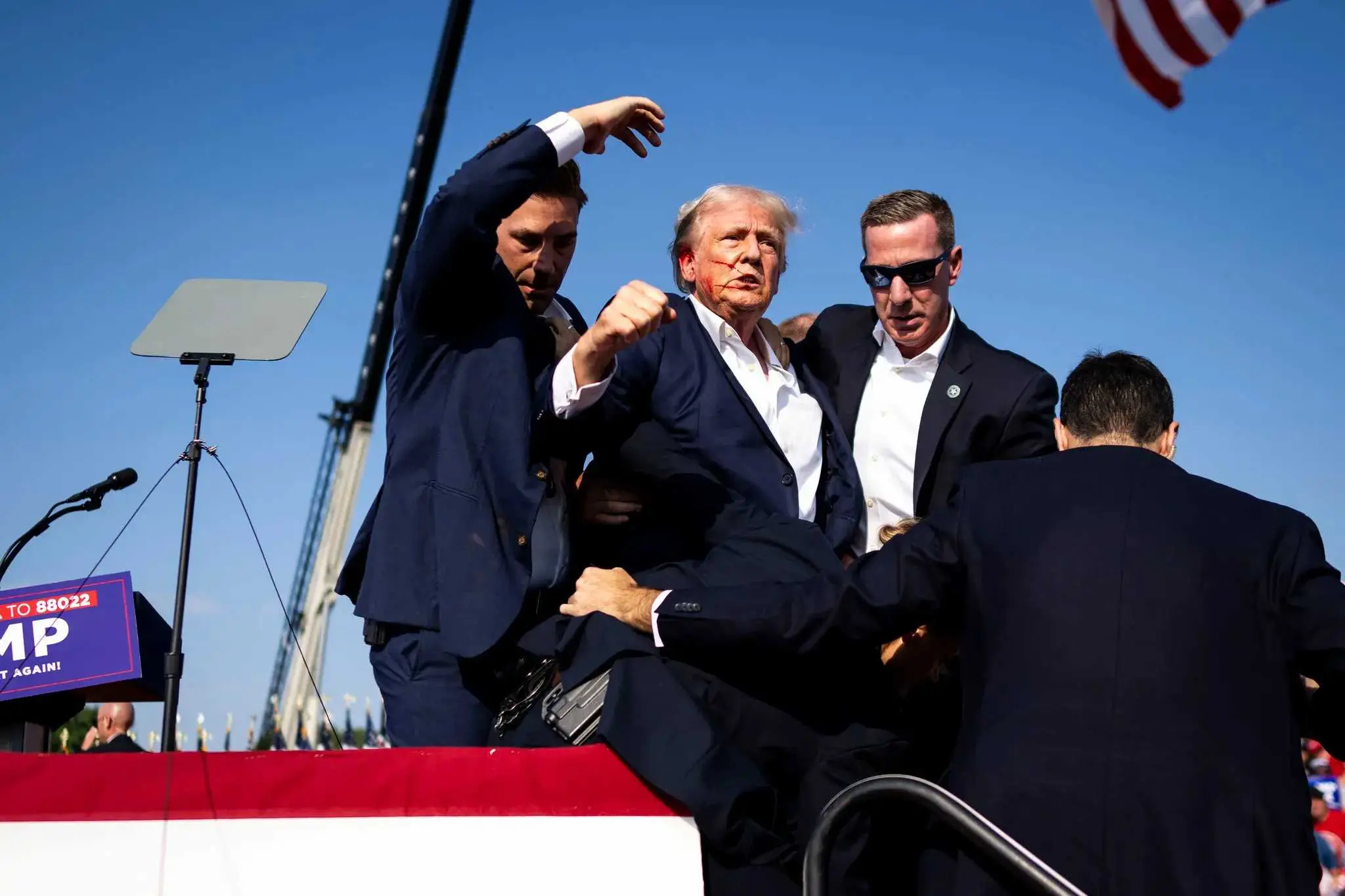 Trump after shots were fired at a rally in Butler, Pa Trump after shots were fired at a rally in Butler, Pa
