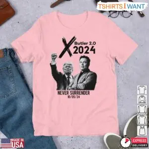 Trump and Elon 2024 T-Shirt - Butler 2.0 Never Surrender Tee 7 Trump and Elon 2024 T Shirt Never Surrender Butler 2.0 3 1.jpg