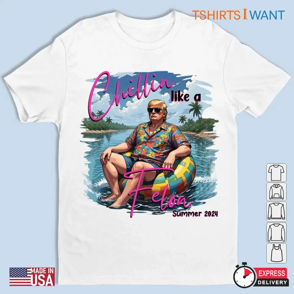 Trump on Beach Chillin Like A Felon Funny 2024 Shirt 1 1.jpg
