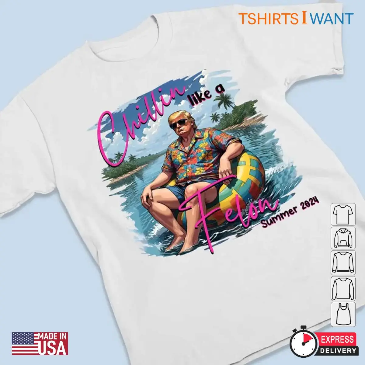Trump on Beach Chillin Like A Felon Funny 2024 Shirt 3 1.jpg