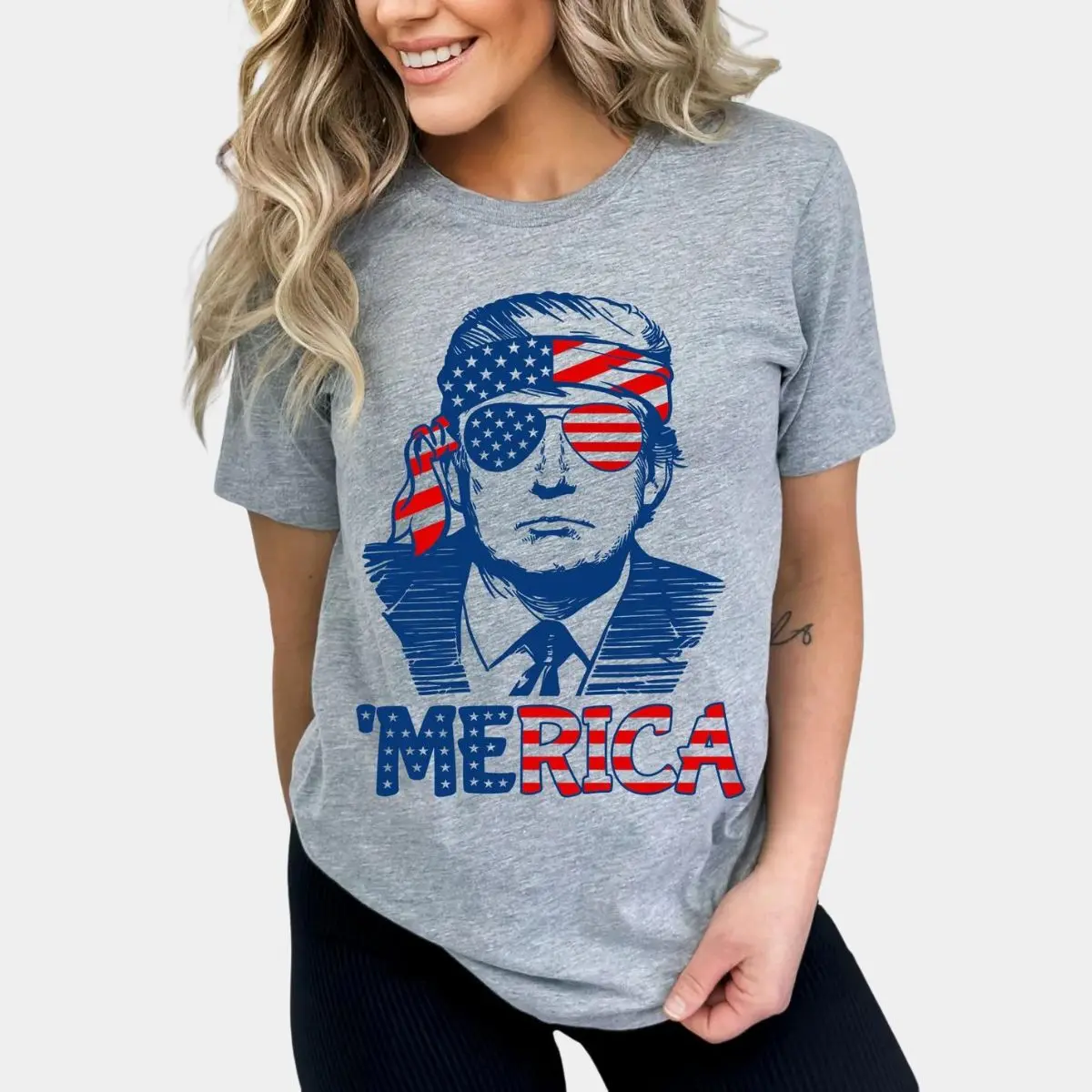 Trump Sunglasses Bandana American Flag 4th of July T-Shirts 3 Trump with Sunglasses and Bandana American Flag 4th of July T Shirts 3