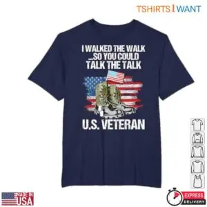 U.S. Veteran Patriotic T-Shirt - 'I Walked the Walk' Military Boots and American Flag 6 U.S. Veteran T Shirt Military Boots Flag 2 1.jpg