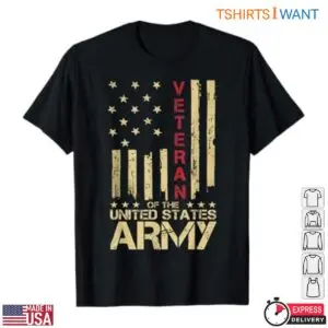 US Army Veteran T-Shirt - Patriotic Red Line American Flag Vintage Design