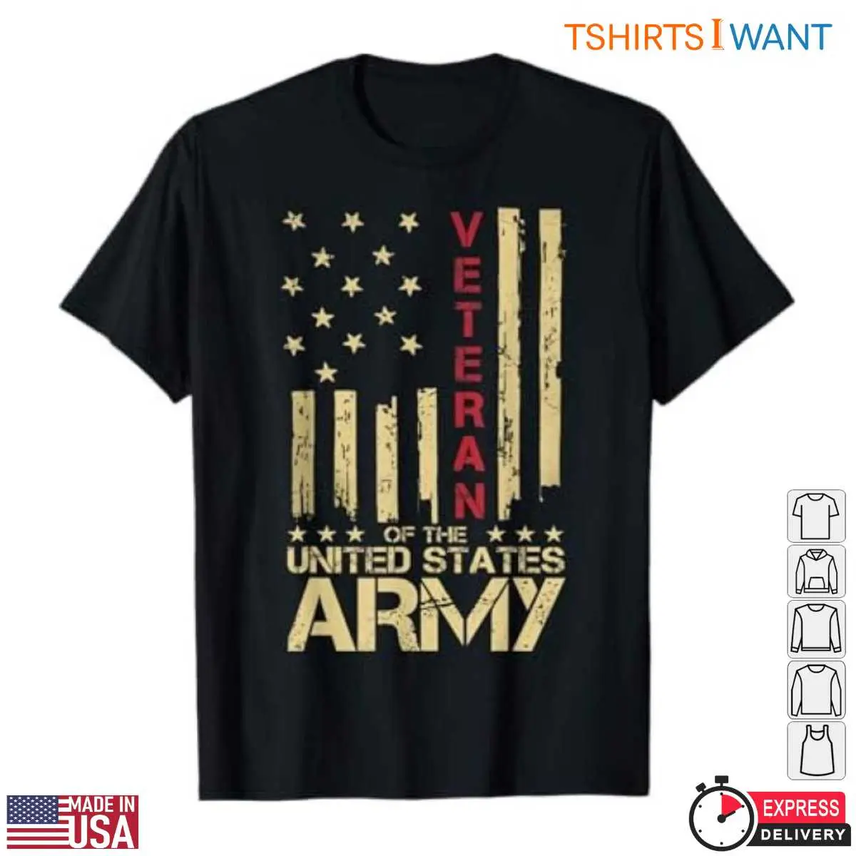 US Army Veteran T-Shirt - Patriotic Red Line American Flag Vintage Design 10 US Army Veteran T-Shirt Front Design