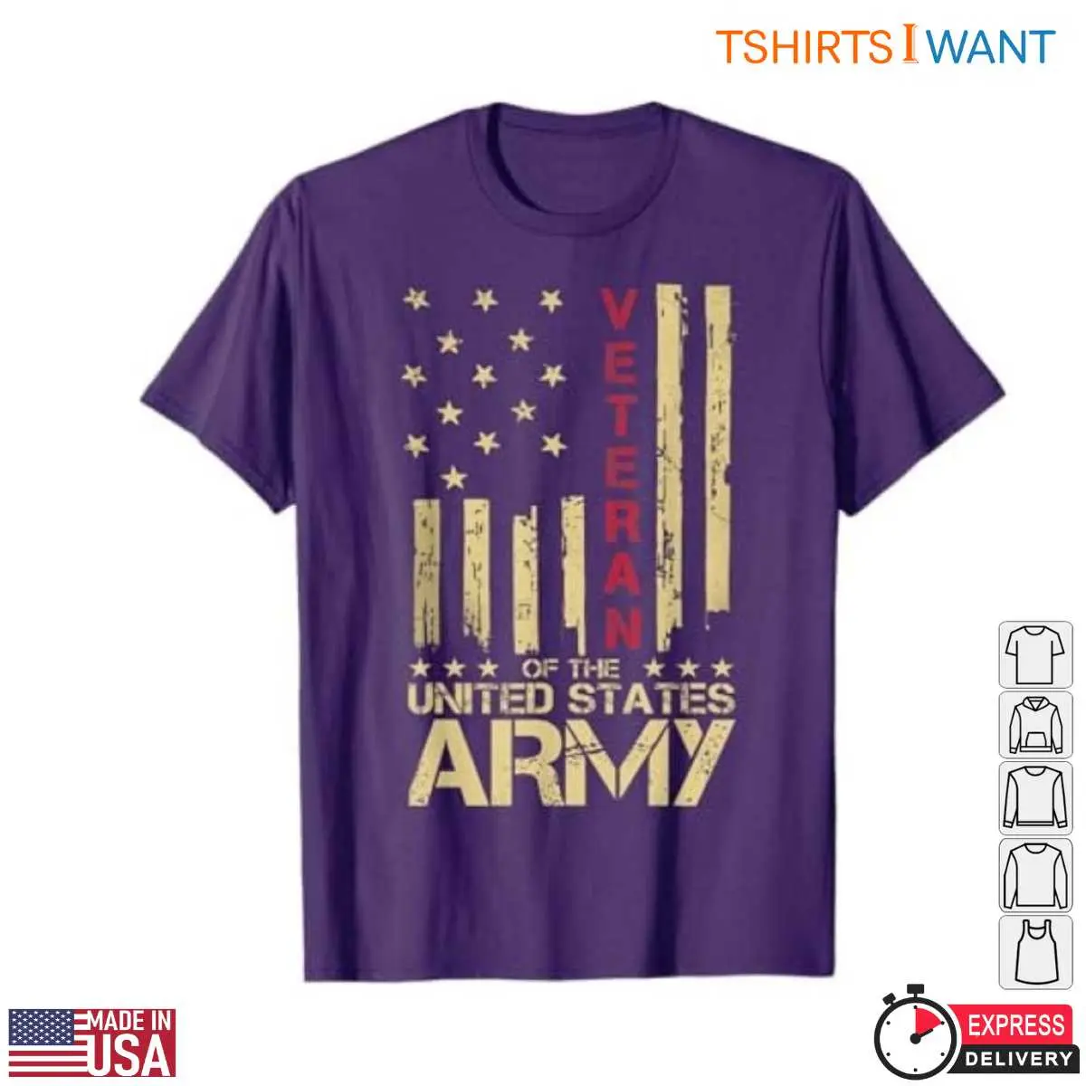 US Army Veteran T-Shirt - Patriotic Red Line American Flag Vintage Design 11 US Army Veteran T-Shirt Worn View
