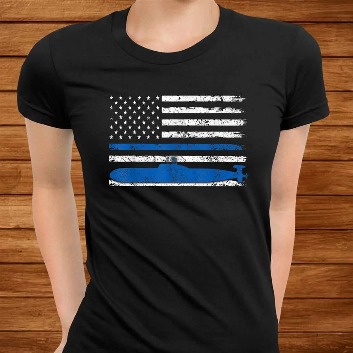 US Navy Submarine Veteran American Flag Shirt 9 US Navy Submarine Veteran American Flag Shirt Front View