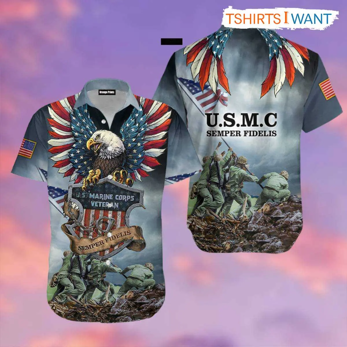 USMC Hawaiian Shirt - Semper Fidelis Marine Corps Design 2 USMC Hawaiian Shirt