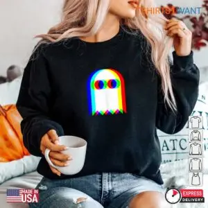 Vaporwave Halloween: Ghost Trippy Vaporwave Techno Rave EDM Halloween Shirt 9 Vaporwave Halloween Trippy Ghost Rave Tee 5 1.jpg