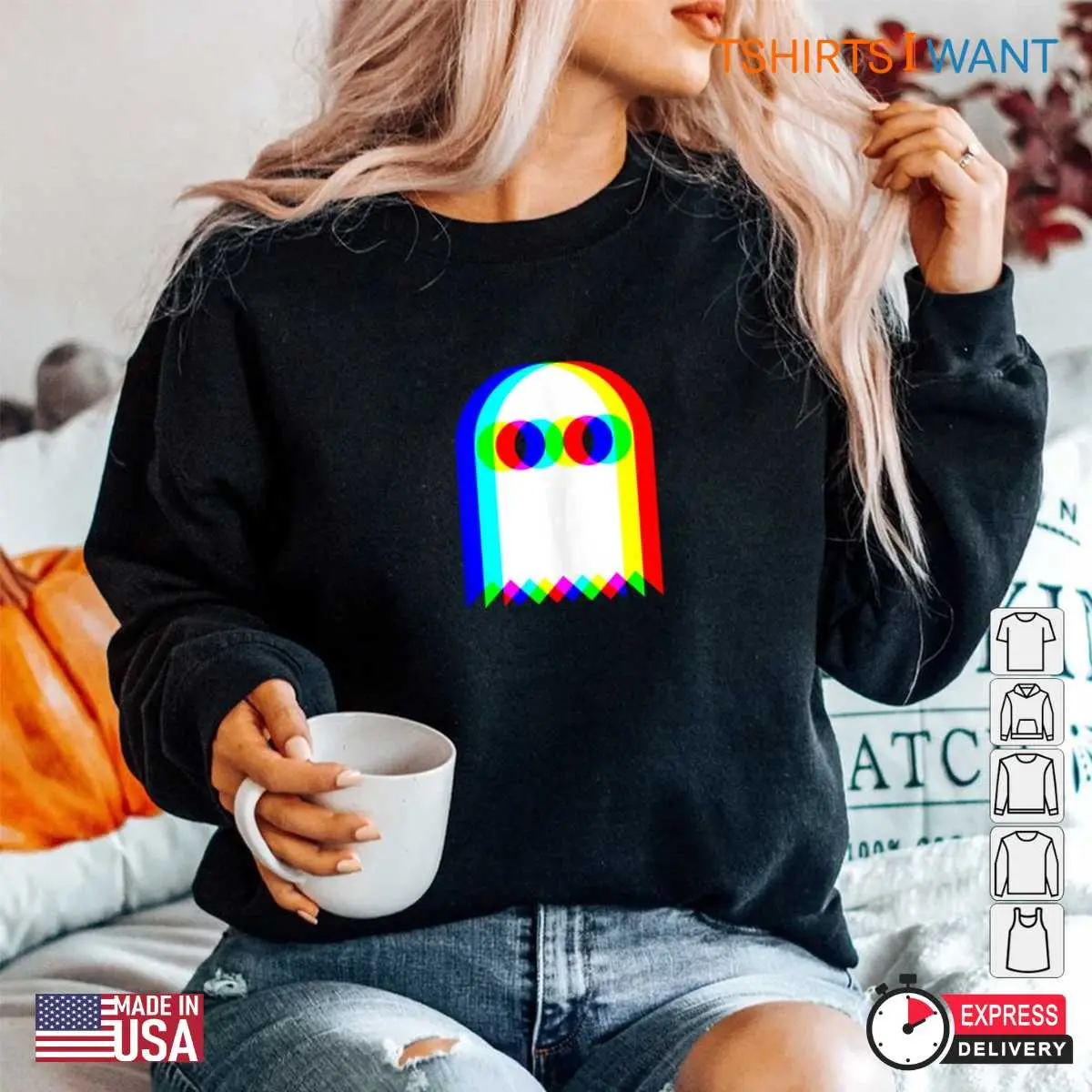 Vaporwave Halloween: Ghost Trippy Vaporwave Techno Rave EDM Halloween Shirt 5 Vaporwave Halloween Trippy Ghost Rave Tee 5 1.jpg