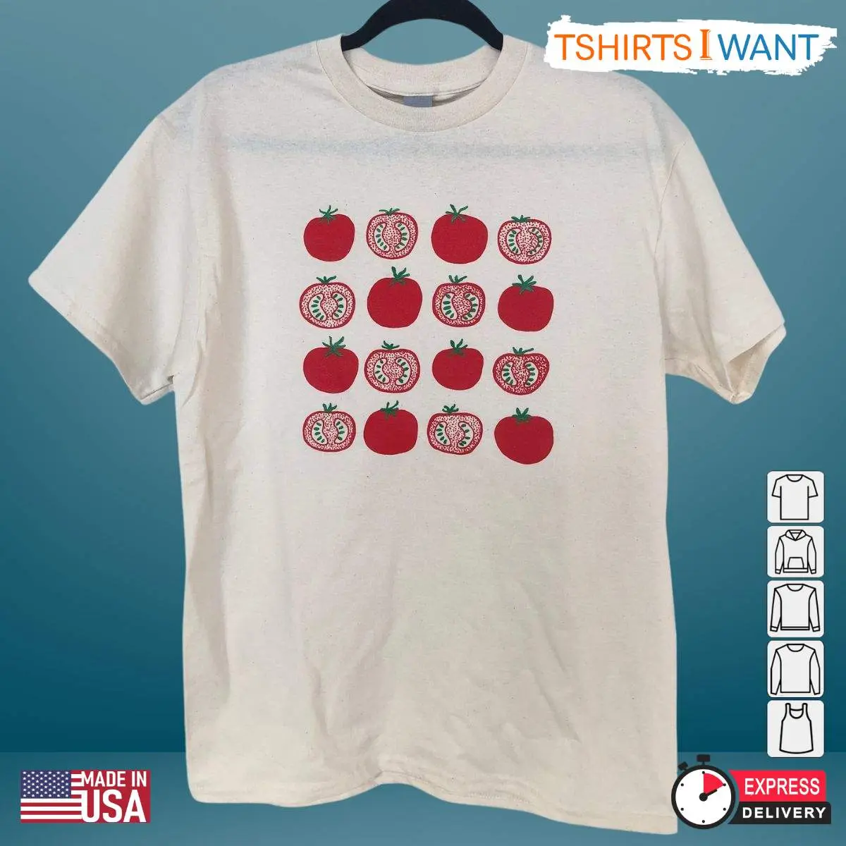 Vegeta T-Shirt, Tomato Graphic Tee for Foodie Gardeners, Screen Print Vegetable Gift 8 Vegeta T-Shirt front view