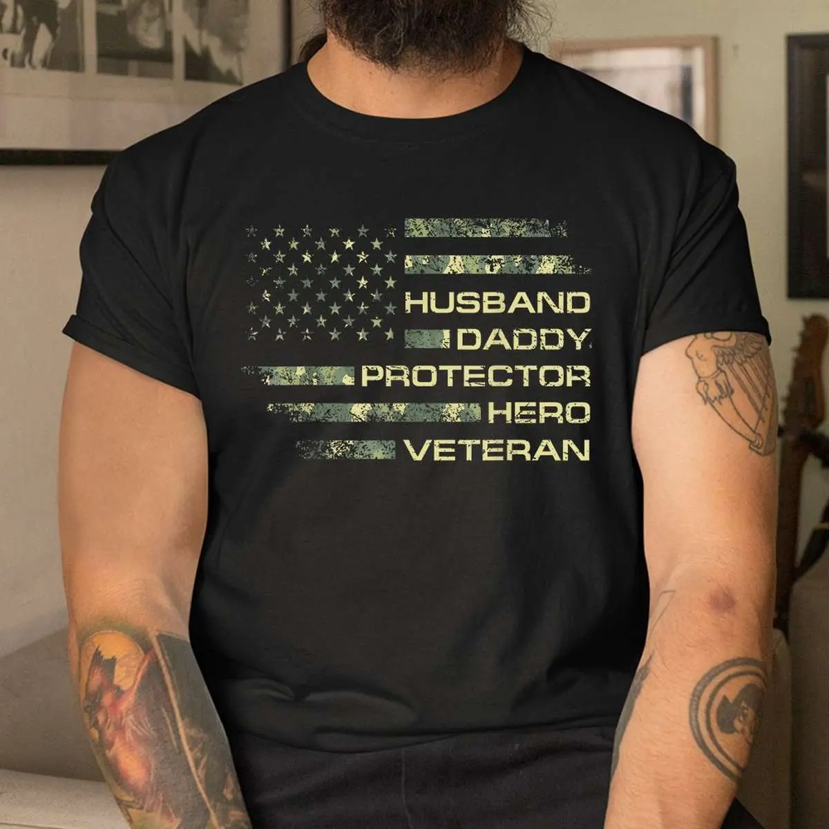 Veteran Dad Hero USA Flag Camo T-Shirt 11 Veteran Dad Hero USA Flag Camo T-Shirt Design