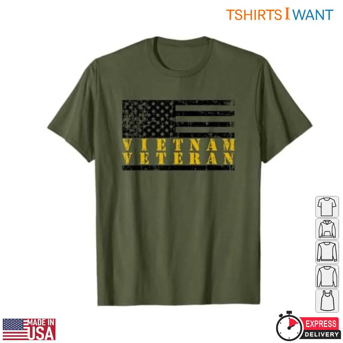 Vietnam Veteran Shirt - Distressed American Flag Military Tribute Tee 4 Vietnam Veteran T-Shirt Front View