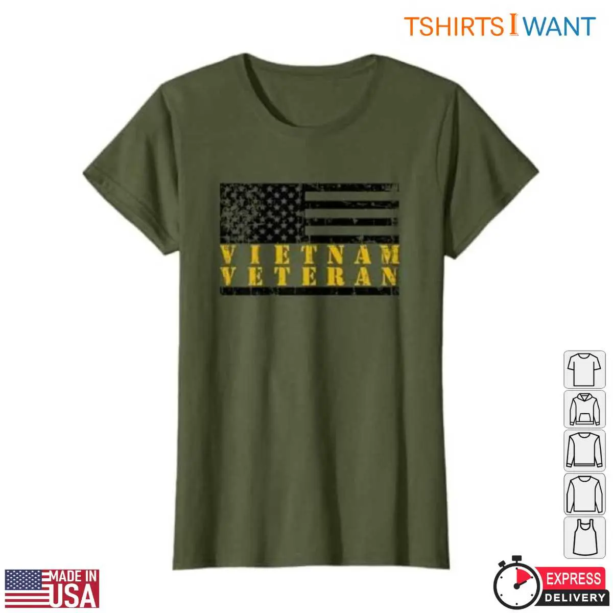 Vietnam Veteran Shirt - Distressed American Flag Military Tribute Tee 5 Vietnam Veteran T-Shirt Detail