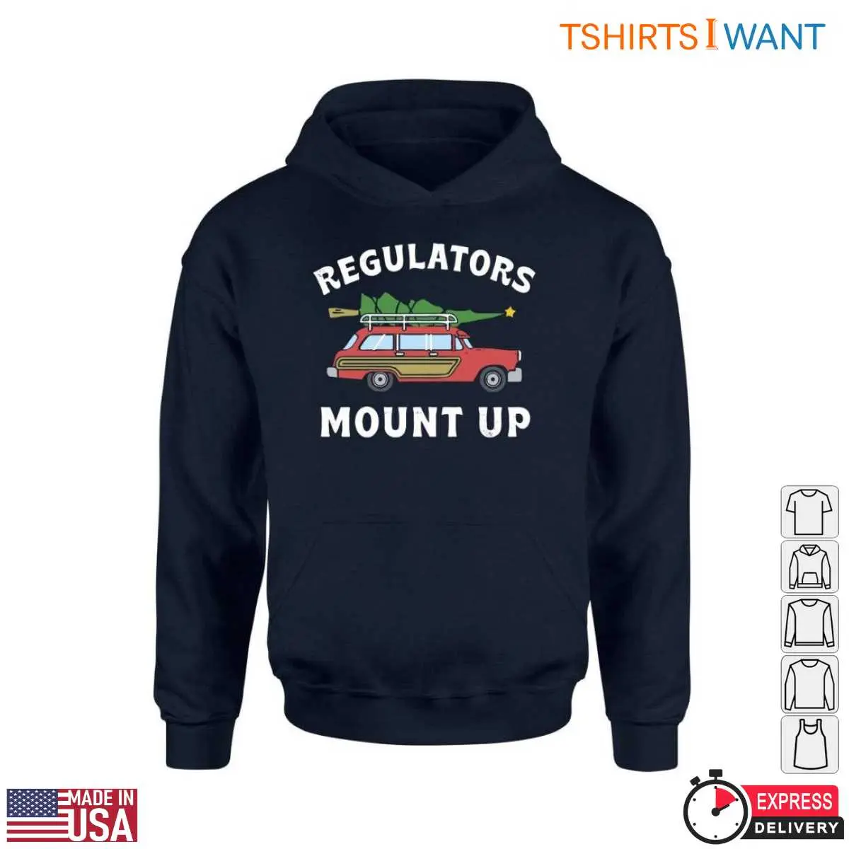 Vintage Car Style T Shirt Regulators Mount Up with Christmas Tree 1 1.jpg