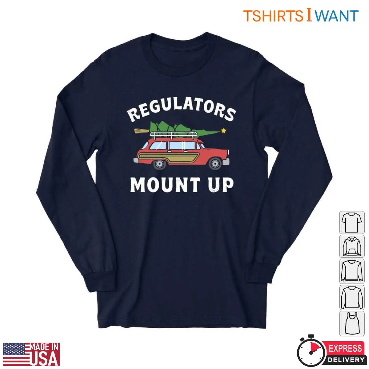 Vintage Car Style T-Shirt - Regulators Mount Up with Christmas Tree 11 Vintage Car Style T-Shirt Design Detail