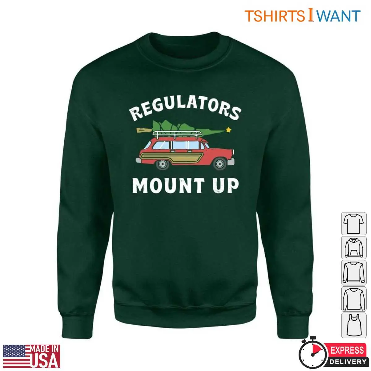 Vintage Car Style T Shirt Regulators Mount Up with Christmas Tree 4 1.jpg