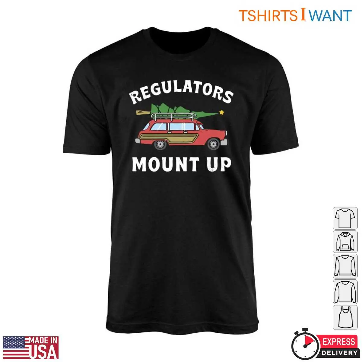 Vintage Car Style T-Shirt - Regulators Mount Up with Christmas Tree 10 Vintage Car Style T-Shirt Front View