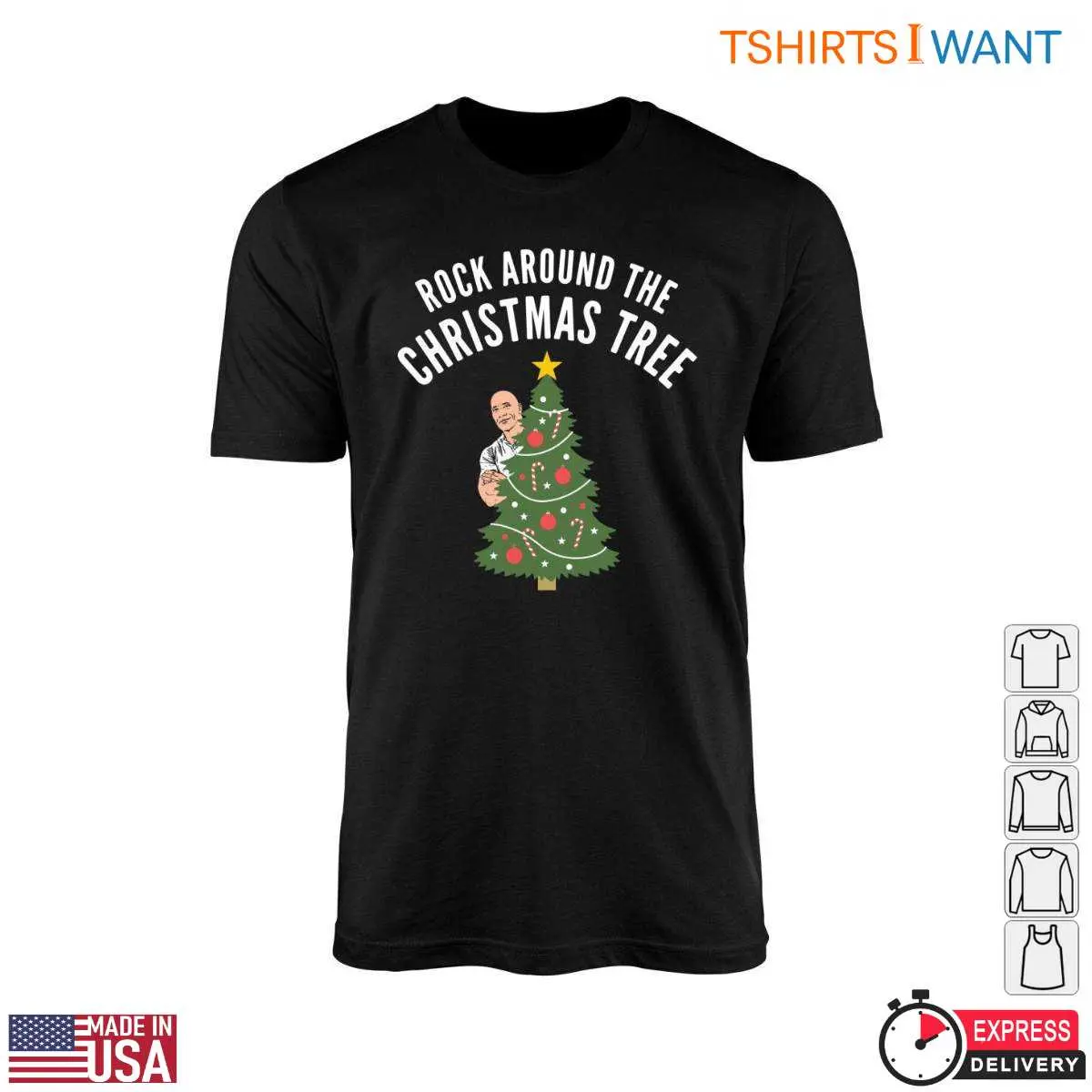 Vintage Christmas Tree T-Shirt - Rockin' Santa Graphic 10 Vintage Christmas Tree T-Shirt Front View