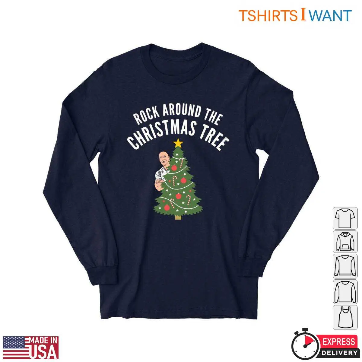 Vintage Christmas Tree T Shirt Rockin Santa Graphic 2 1.jpg