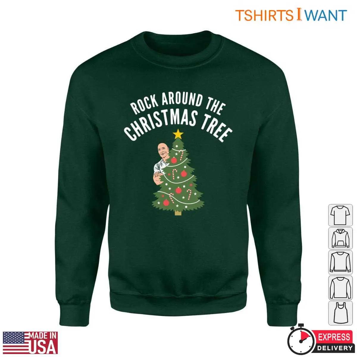 Vintage Christmas Tree T Shirt Rockin Santa Graphic 4 1.jpg