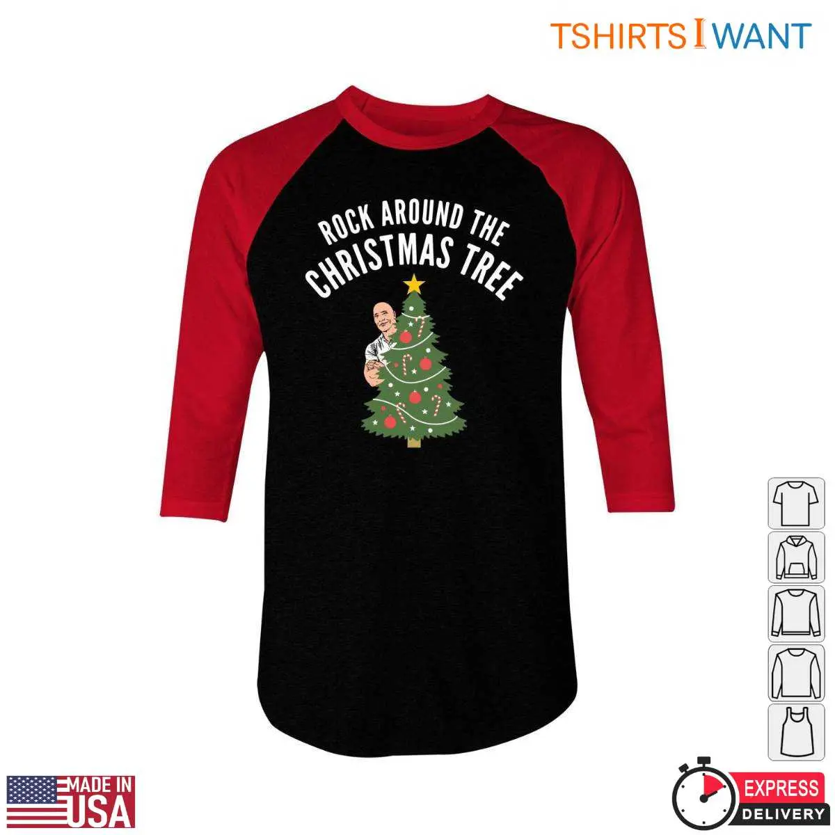 Vintage Christmas Tree T Shirt Rockin Santa Graphic 5 1.jpg
