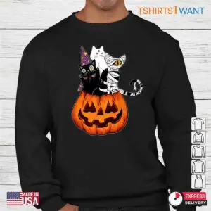 Vintage Halloween Cat Shirt: Vintage Cat Costume Scary Jack O'Lantern Pumpkin Halloween Tee 6 Vintage Halloween Cat Shirt Retro Feline Pumpkin Tee 3 1.jpg