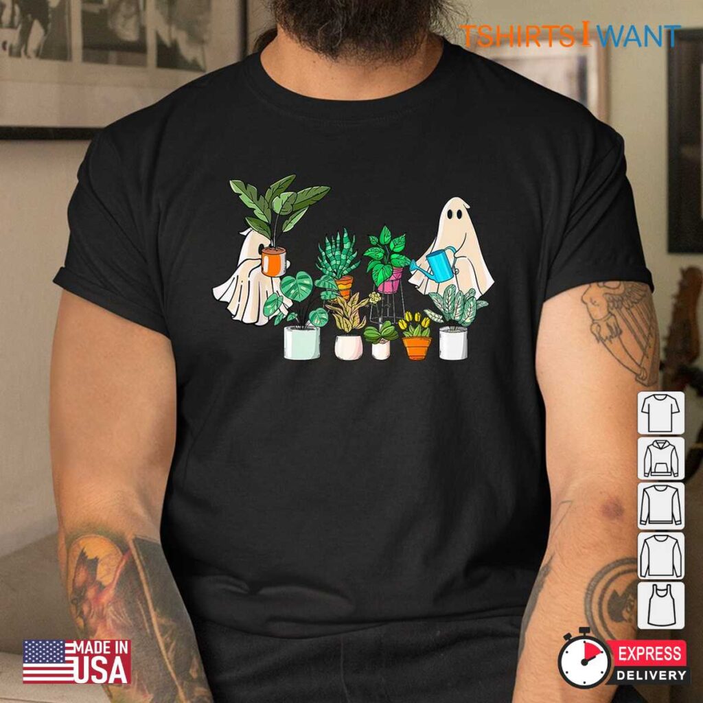 Halloween gardening ghost graphic t-shirt