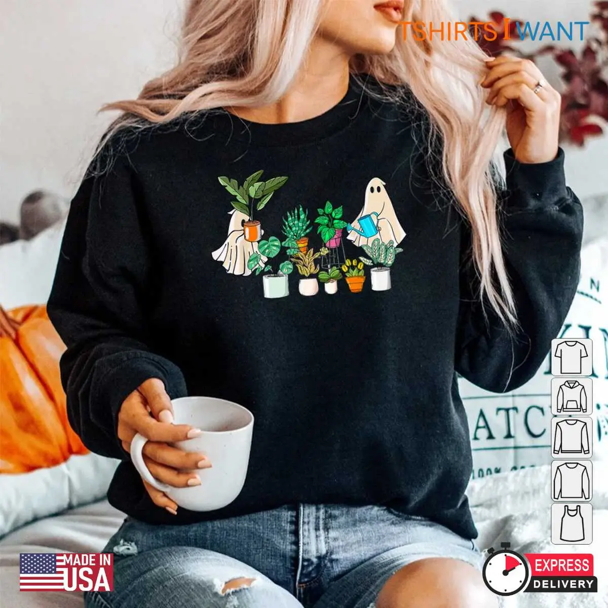 Vintage Halloween Shirts: Retro Lady Gardener Ghost Plant Halloween Costume 5 Vintage Halloween Shirts Retro Gardener Ghost 5 1.jpg