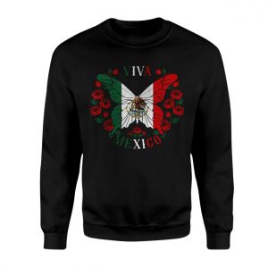 Viva Mexico Butterfly Flag Eagle Roses Heritage Pride T Shirt 3 1.jpg