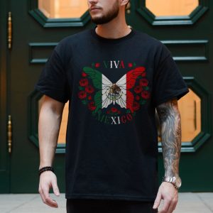 Viva Mexico Butterfly Flag Eagle Roses Heritage Pride T Shirt 4 1.jpg