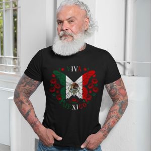 Viva Mexico Butterfly Flag Eagle Roses Heritage Pride T Shirt 7 1.jpg