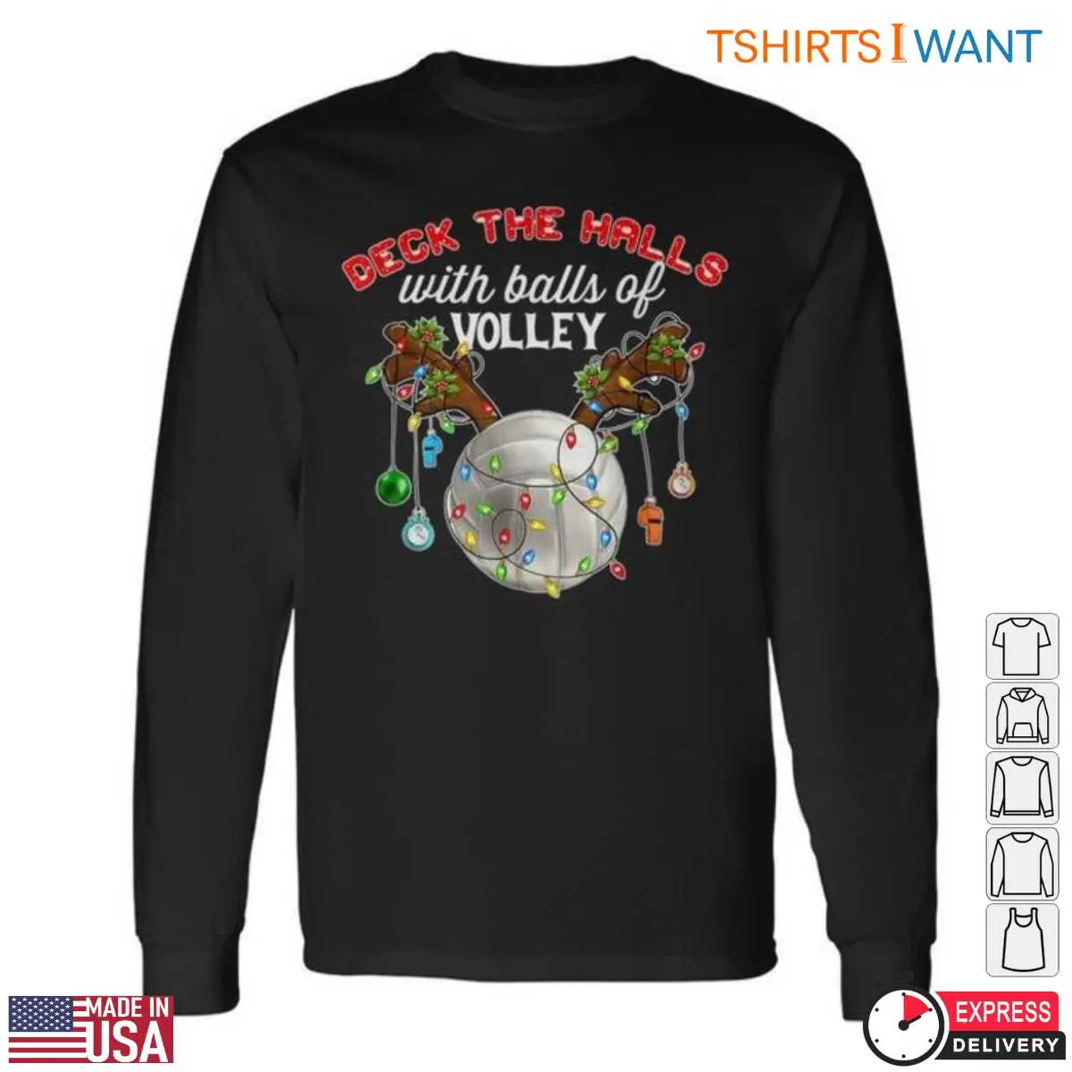 Volleyball Christmas T Shirt Holiday Lights and Balls of Volley Fun 2 1.jpg