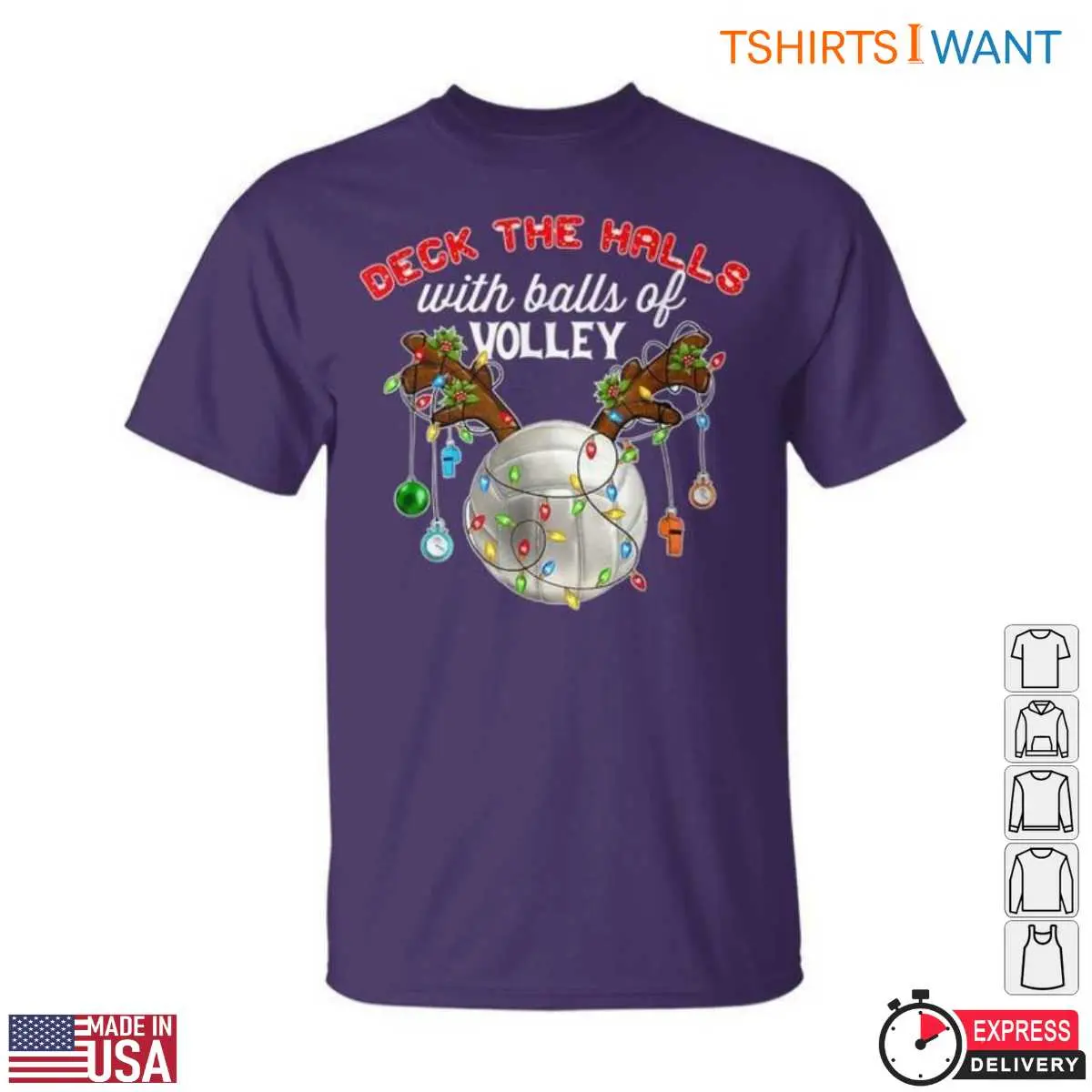 Volleyball Christmas T Shirt Holiday Lights and Balls of Volley Fun 5 1.jpg