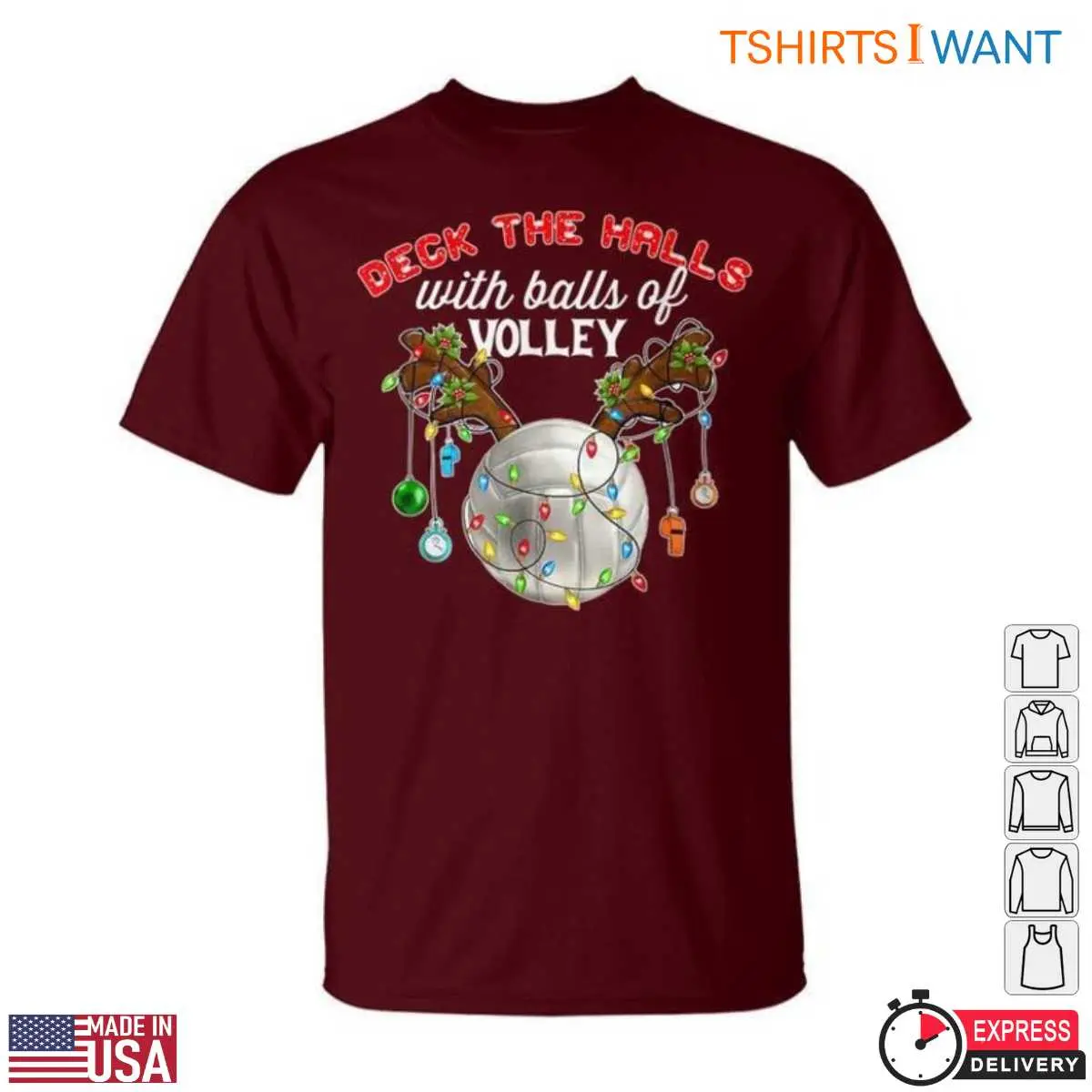 Volleyball Christmas T Shirt Holiday Lights and Balls of Volley Fun 6 1.jpg