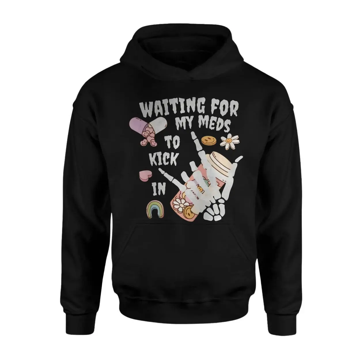 Waiting For My Meds To Kick In Skeleton Hand T Shirt 2 1.jpg