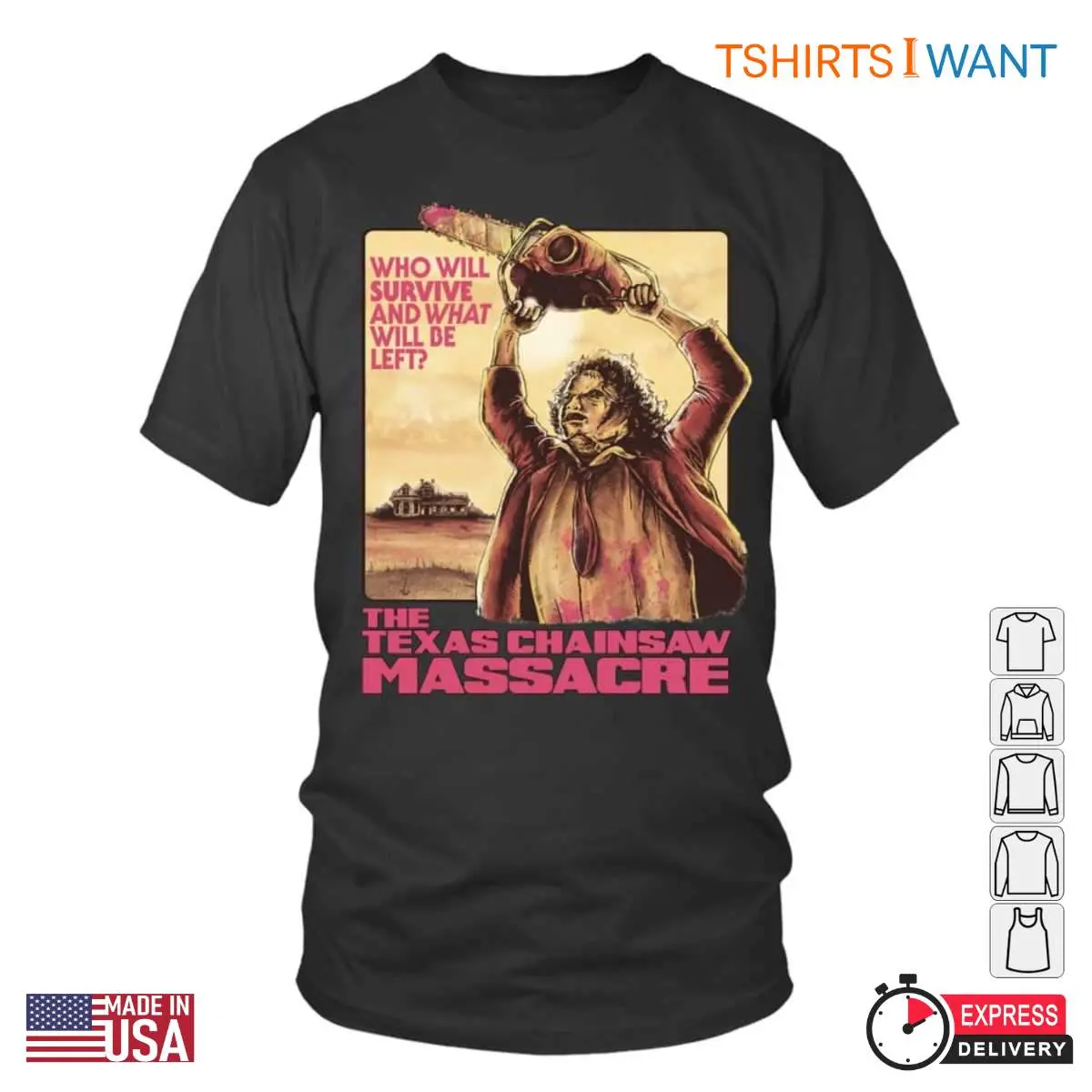 Who Will Survive Texas Chainsaw Massacre T Shirt Vintage Leatherface Horror Movie Tee 1 1.jpg