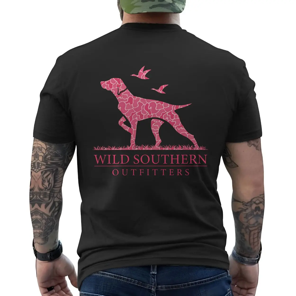 Wild Southern Outfitters T shirt E28093 Pink Camo Hunting Dog Graphic Tee 6.jpg