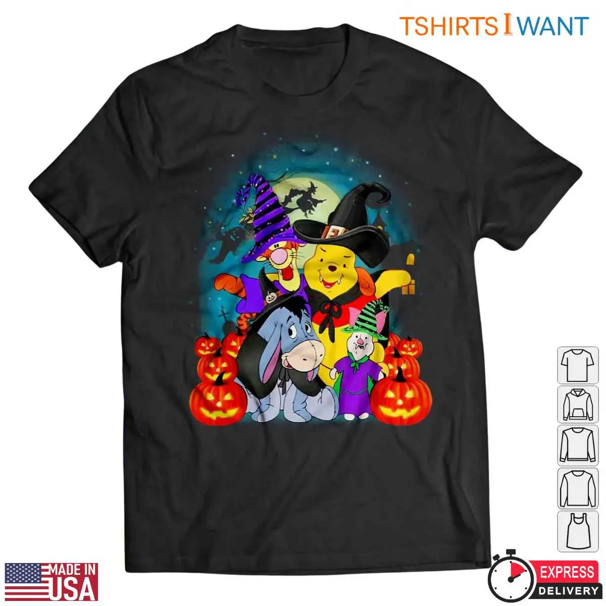 Winnie the Pooh Halloween T-Shirt – Cute Disney Friends in Costume Graphic Tee 6 Winnie the Pooh Halloween T-Shirt Front View