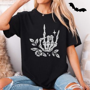 Witchy Goth Skeleton Hand T Shirt Floral Rock On Alt Apparel 5 1.jpg