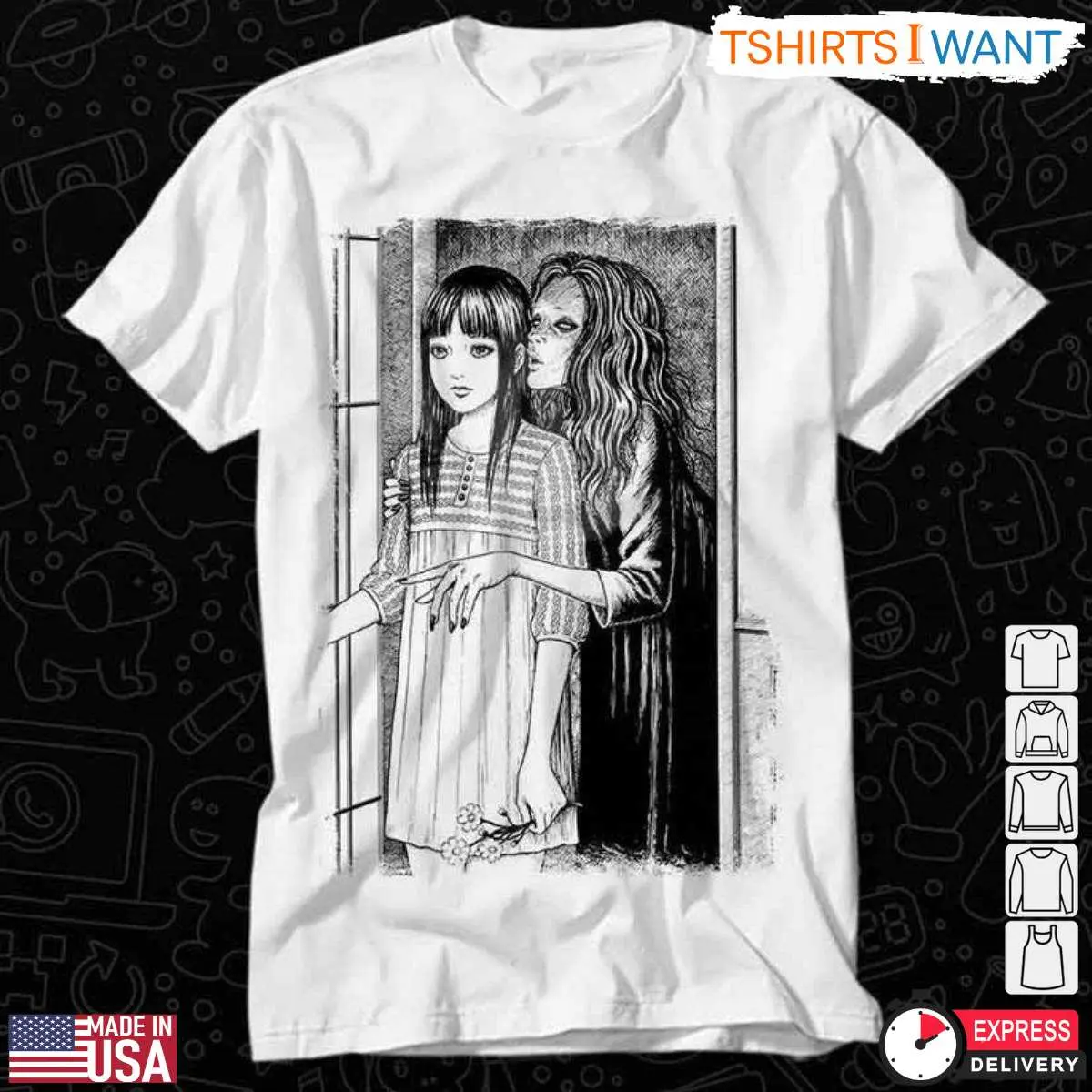 Woman Whispering Mayumi Manga Gothic T-Shirt 1 Woman Whispering Mayumi Manga Gothic T Shirt 1 1.jpg